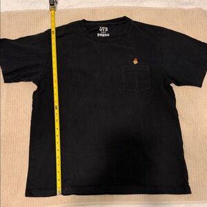 Uniqlo Doraemon Black Short-Sleeve Pocket Tee with Small Embroidered Icon